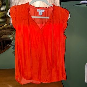 Rachel Zoe Red Ruffled Cap Sleeve Top Size XS